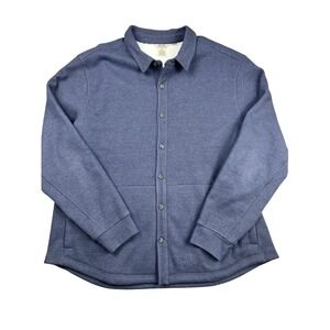 Duluth Trading Co Mens Burly Thermal Blue Textured Fleece Lined Shirt Jacket 2XL